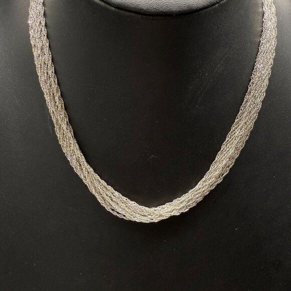 New Multi-Strand Chain Choker Layered Necklace Silver Tone Minimalist Classic - Picture 4 of 5